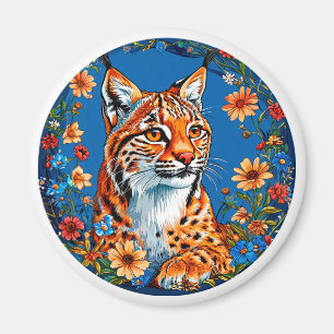 🧲 Lynx Magnet Vibrant Orange Wild Cat Gift ✨