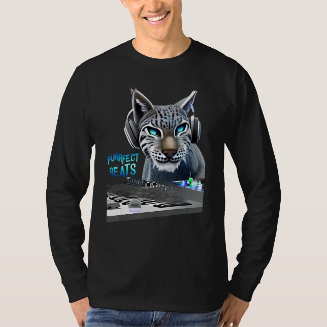 Lynx Music Beats Bobcat Animal Musician T-Shirt (Front)