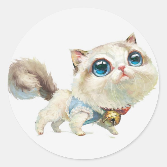 Lynx Point Siamese Cat Character Stickers- 6 Classic Round Sticker (Front)
