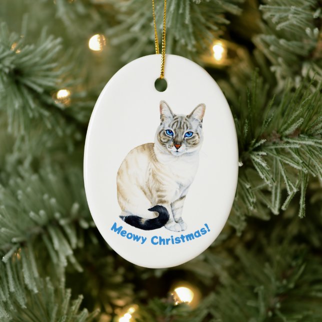 Lynx Point Siamese Cat Custom Meowy Christmas Ceramic Tree Decoration (Tree)