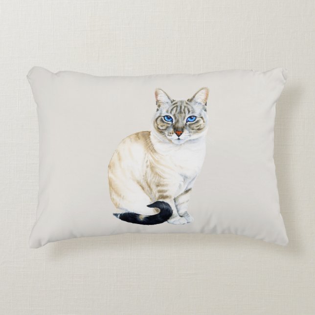 Lynx Point Siamese Cat Customisable Decorative Cushion (Front)