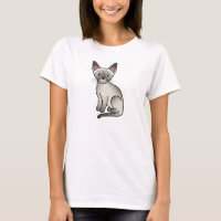 Lynx Point Siamese Cat Cute Cartoon Illustration
