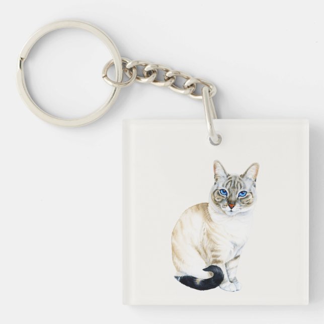 Lynx Point Siamese Cat Key Ring (Front)