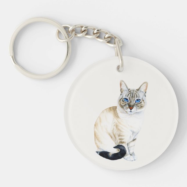 Lynx Point Siamese Cat Personalised Key Ring (Front)