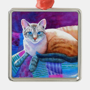 Lynx Point Siamese Cats Metal Tree Decoration
