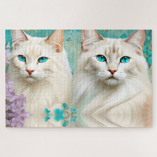 Lynx Point Siamese Portrait Art Jigsaw Puzzle (Horizontal)