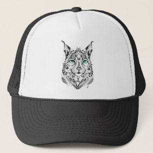 Lynx Wild Animal Nature Illustration Art Tattoo Trucker Hat