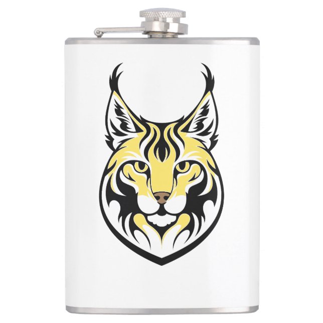 Lynx, wild cat hip flask (Front)