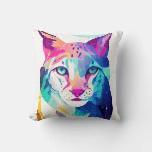 Lynx Wild Nature Animal Color Art Painting Cushion
