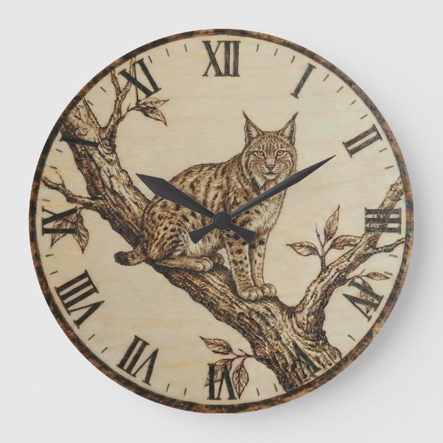 Lynx Wooden Wall Clock (Front)