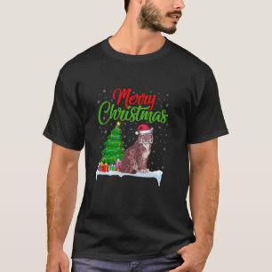 Lynxes Christmas Tree Lights Funny Xmas Lynxes Lov T-Shirt
