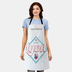 Lyon city France retro rooster vintage souvenir Apron
