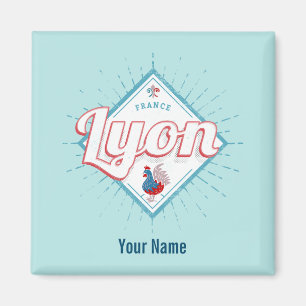 Lyon city France retro rooster vintage souvenir Magnet