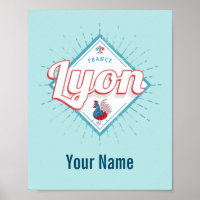 Lyon city France retro rooster vintage souvenir