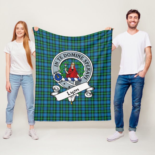 Lyon Clan Badge Tartan Plaid Fleece Blanket (In Situ)