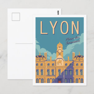Lyon France Famous Travel Place Illustration Postcard