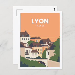 Lyon France Famous Travel Place Illustration Postcard