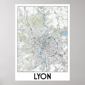 Lyon, France map Poster