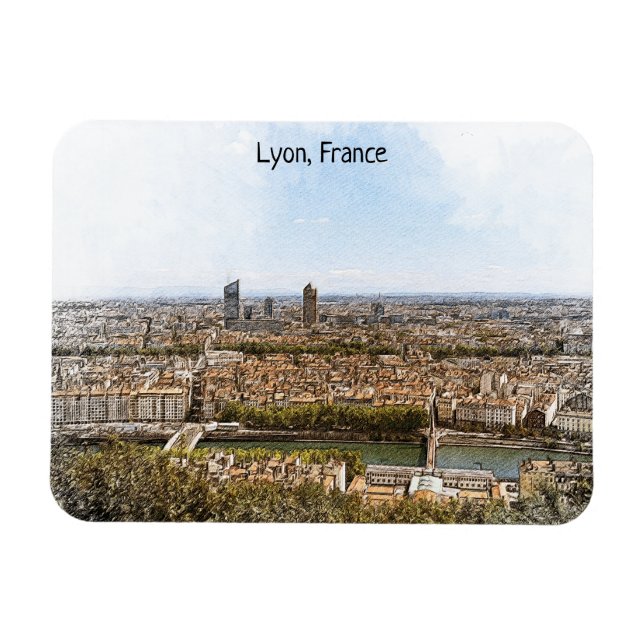 Lyon France Panorama View Magnet (Horizontal)