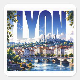 Lyon France Travel Riverside Heritage Escape Square Sticker
