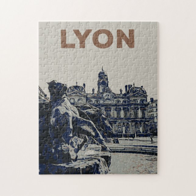 Lyon the Bartholdi Fountain illustration France Po Jigsaw Puzzle (Vertical)