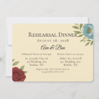 Lyons Blue & Dark Red Peony Rehearsal Dinner