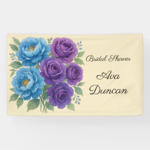 Lyons Blue Peony & Fig Purple Rose Bridal Shower Banner