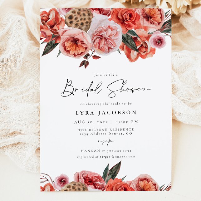 LYRA Bohemian Fall Floral Bridal Shower Invitation (Creator Uploaded)