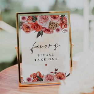 LYRA Boho Fall Floral Favor Table Sign Invitation