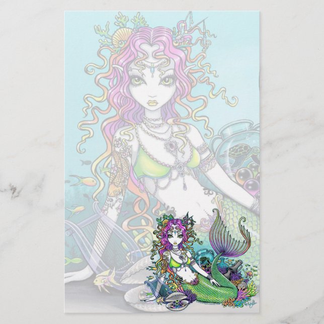"Lyra" Tropical Mermaid Art Stationery (Front)