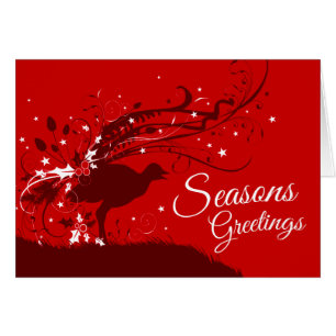 Lyrebird festive red Australian Christmas card