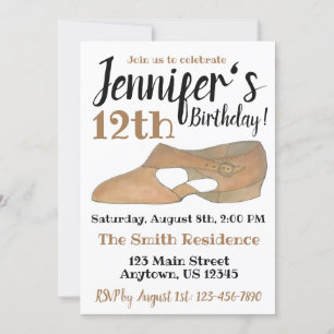 Lyrical Modern Dance Shoe Birthday Party Recital Invitation