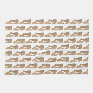 Lyrical Tan Modern Dance Teacher Shoe Print Tea Towel