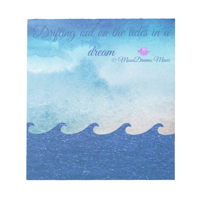 Lyrics Abstract Sea Blue Sparkling Waves Notepad (Front)