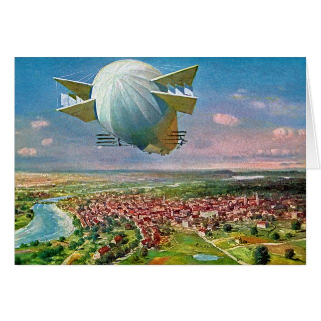 LZ3 Zeppelin Vintage Postcard 1908 Restored (Front Horizontal)