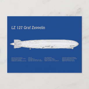 LZ 127 Graf Zeppelin - Airship Blueprint Plans ABD Postcard