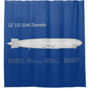 LZ 127 Graf Zeppelin - Airship Blueprint Plans ABD Shower Curtain