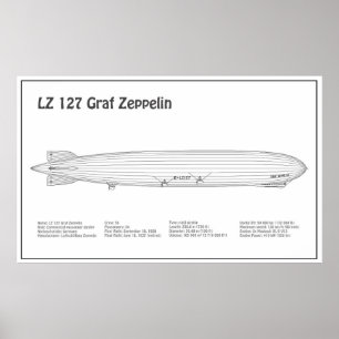 LZ 127 Graf Zeppelin - Airship Blueprint Plans BD Poster