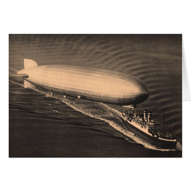 LZ-127 Graf Zeppelin over German Ocean Liner (Front Horizontal)