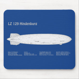 LZ 129 Hindenburg - Airship Blueprint Plans ABD Mouse Pad