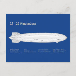 LZ 129 Hindenburg - Airship Blueprint Plans ABD Postcard