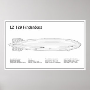 LZ 129 Hindenburg - Airship Blueprint Plans BD Poster