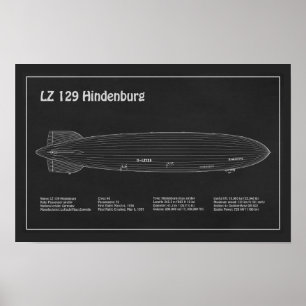 LZ 129 Hindenburg - Airship Blueprint Plans PD Poster