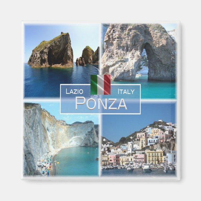 LZO019 PONZA, Mosaic, Lazio, Italy, Fridge Magnet (Front)