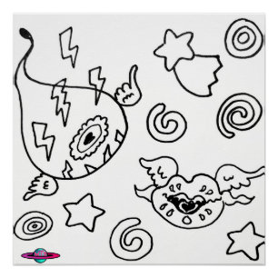 M13 Weird Love Flying Winged Eye and Lips Poster