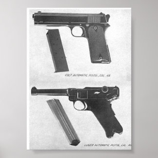 m1911 vs. Luger P08 pistol Poster