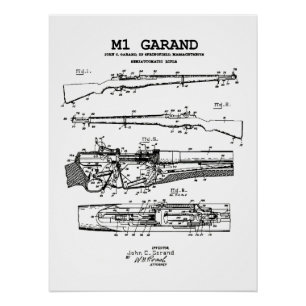 M1 Garand - World War 2 Weapon Blueprint Rifle Poster