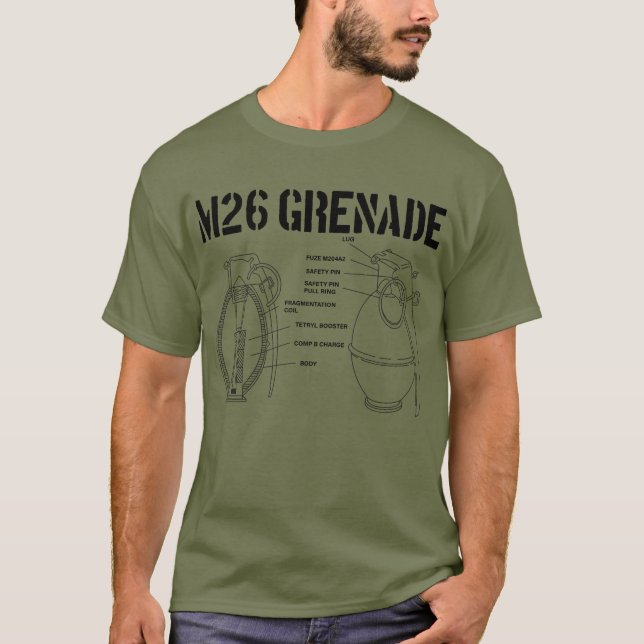 M26 Grenade Schematic Grenadier M26 Grenade T-Shirt (Front)