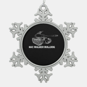 M41 Walker Bulldog American Light Army Tank Gift Snowflake Pewter Christmas Ornament