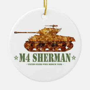 M4 Sherman World War Two American Medium Tank WWII Ceramic Tree Decoration